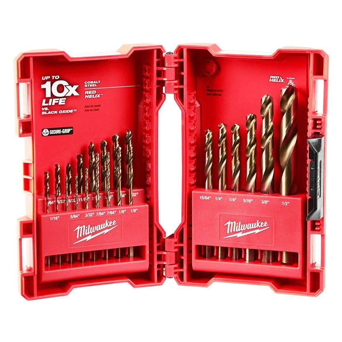Milwaukee 48-89-2338 Durable Cobalt Red Helix Angle Twist Drill Bit Kit - 23pc