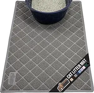 GORILLA GRIP Cat Litter Box Mat, Water Resistant, US Designed Kitty Litter Trapping Mats, Easy to Clean, Scatter Control, Less Mess and Clean Floors, Kitten Supplies for Indoor Cats, 24x17 Gray