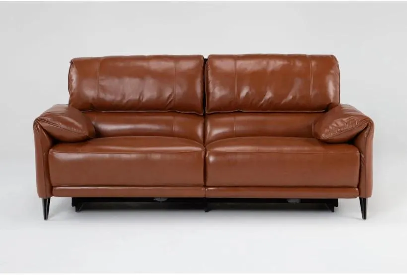 Tobias Bourbon Brown Leather 83" Power Reclining Sofa with USB