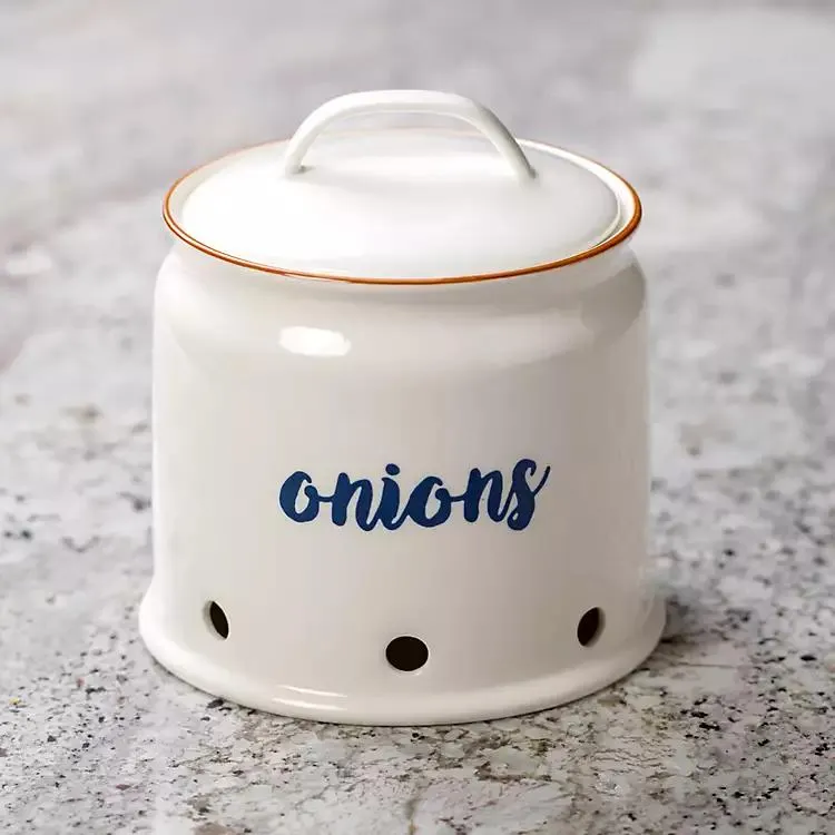White Ceramic Onion Canister