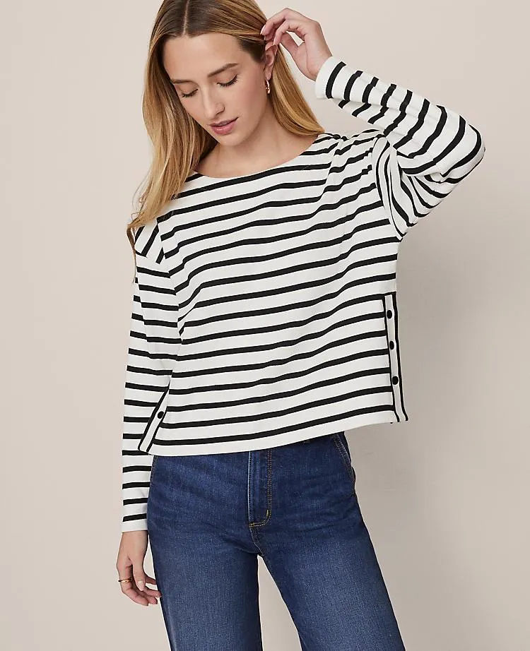 Weekend Collection Striped Crew Neck Top
