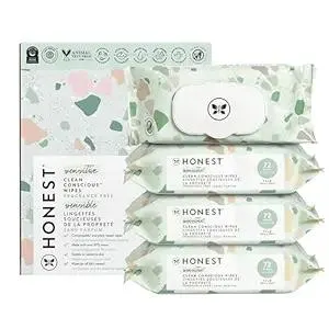 The Honest Company Clean Conscious Multi-Use Wipes | Hypoallergenic + Unscented for Sensitive Skin | Over 99% Water, Compostable, Plant Based, Baby Wipes | Geo Mood, 288 Count