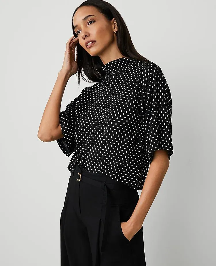 Dotted Elbow Sleeve Top