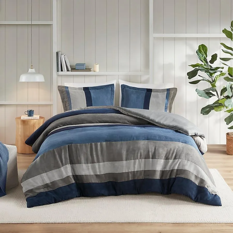 510 Design Blue Stripe Full/Queen Comforter Microfiber
