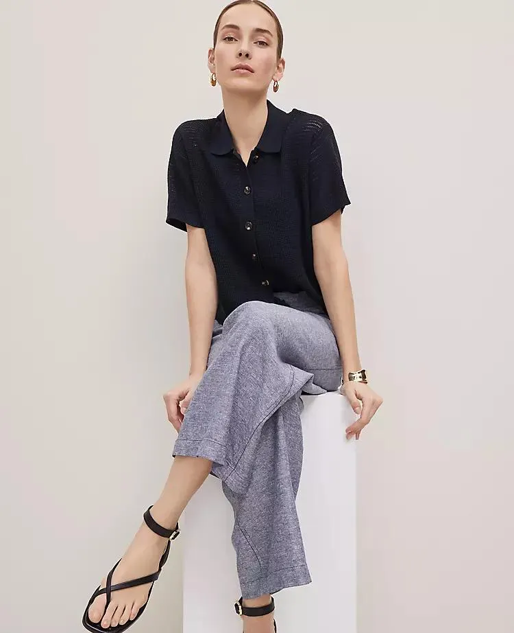 Weekend Collection Mesh Collared Cardigan