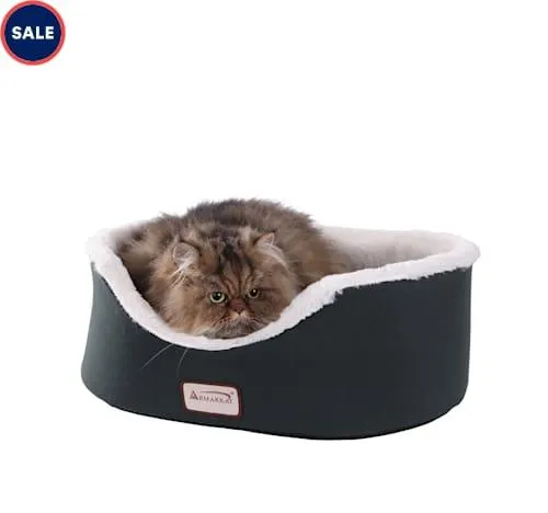 Armarkat Laurel Green/Ivory Oval Pet Cuddle House Pet Bed, 19" L X 18" W X 8" H