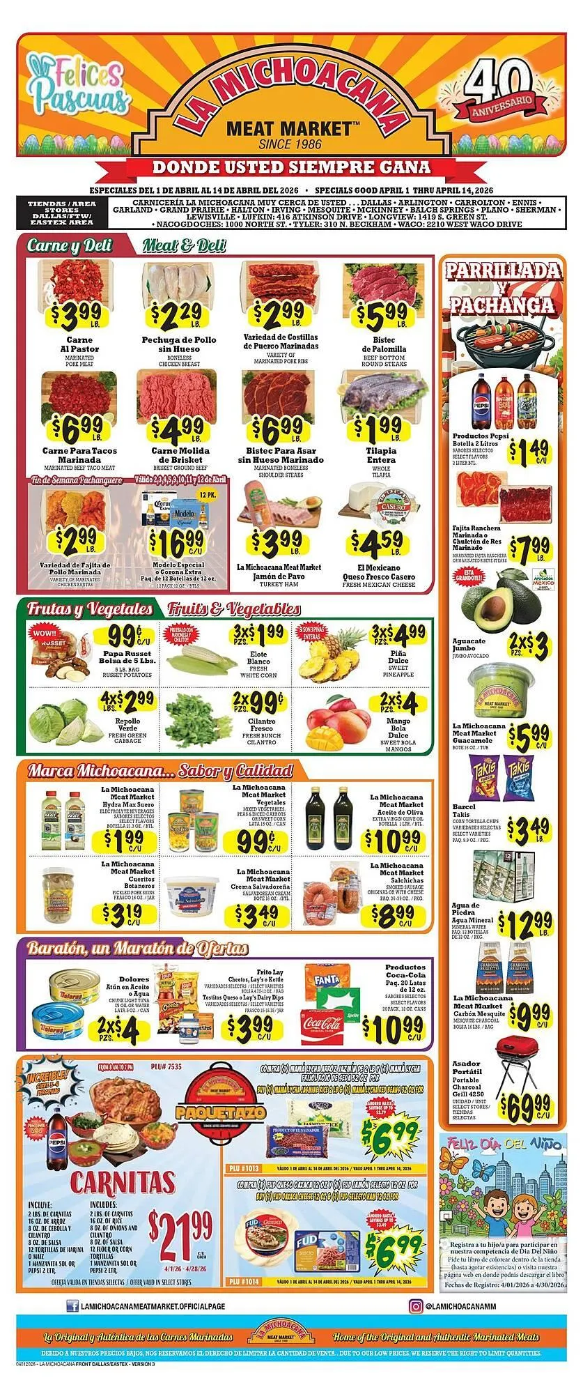Weekly ad La Michoacana weekly ad from April 1 to April 14 2026 - Page 1