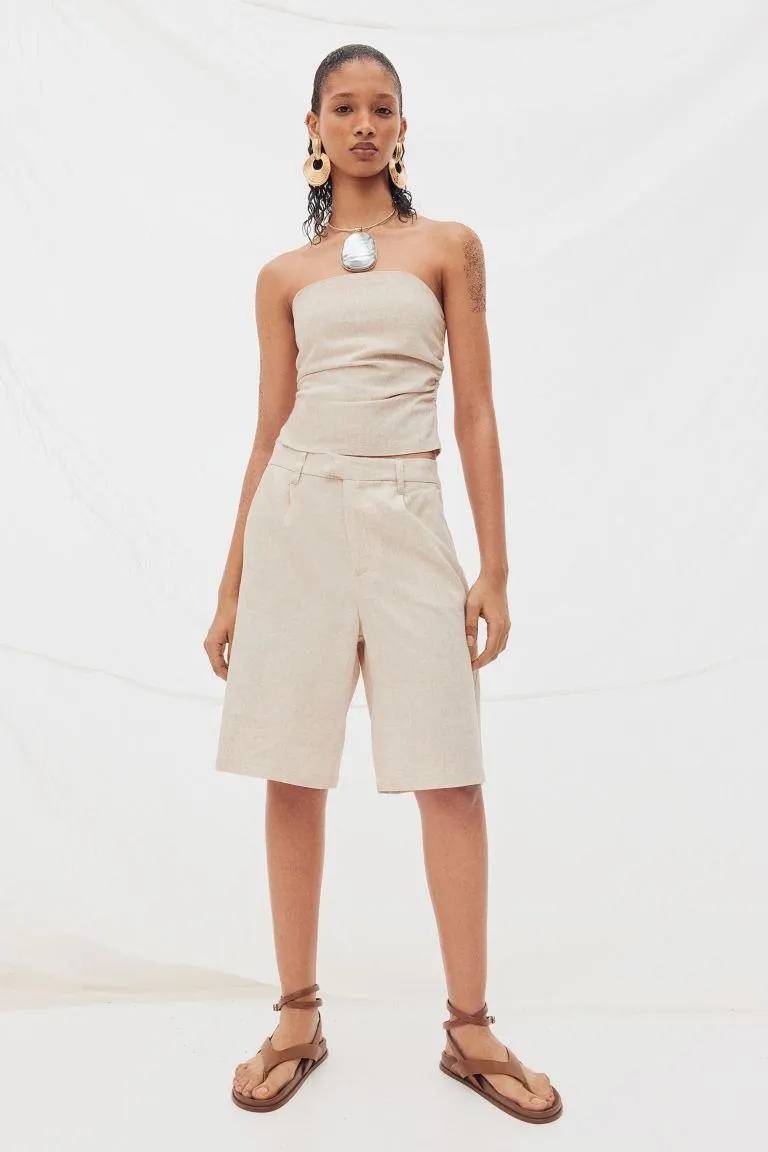 Dressy Linen-blend Shorts