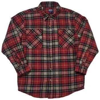 Mens Smith’s Sherpa Lined Flannel Shirt Jacket - Burgundy