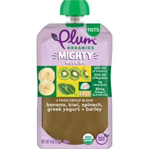 Plum Organics® Mighty Morning Tots Spinach Kiwi Barley Greek Yogurt Pouch
