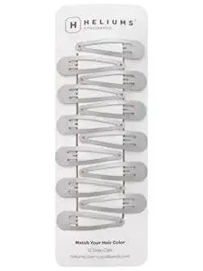 Heliums Snap Hair Clips for Women - Silver Gray - 2 Inch Metal Barrettes for Thin Hair and Kids, Neutral Colors - 12 Count