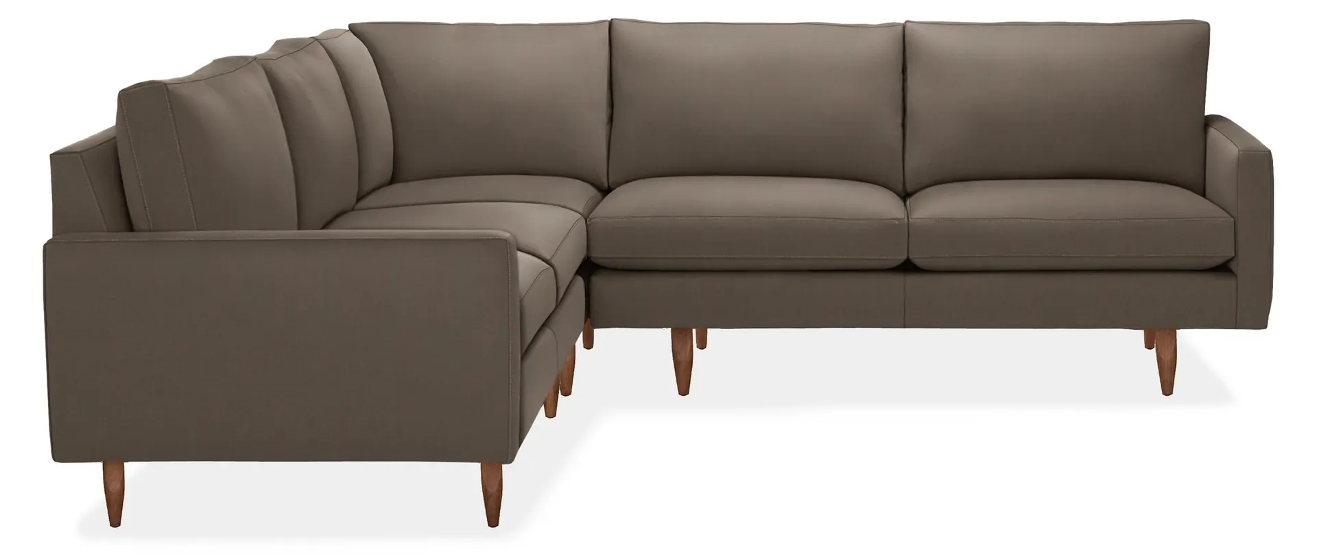 Jasper 103x103" Three-Piece Sectional in Dawson Mink w/Walnut Tapered Legs