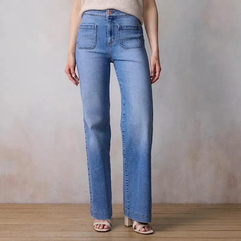 Women's LC Lauren Conrad Super High Rise Wide Leg Denim Trousers