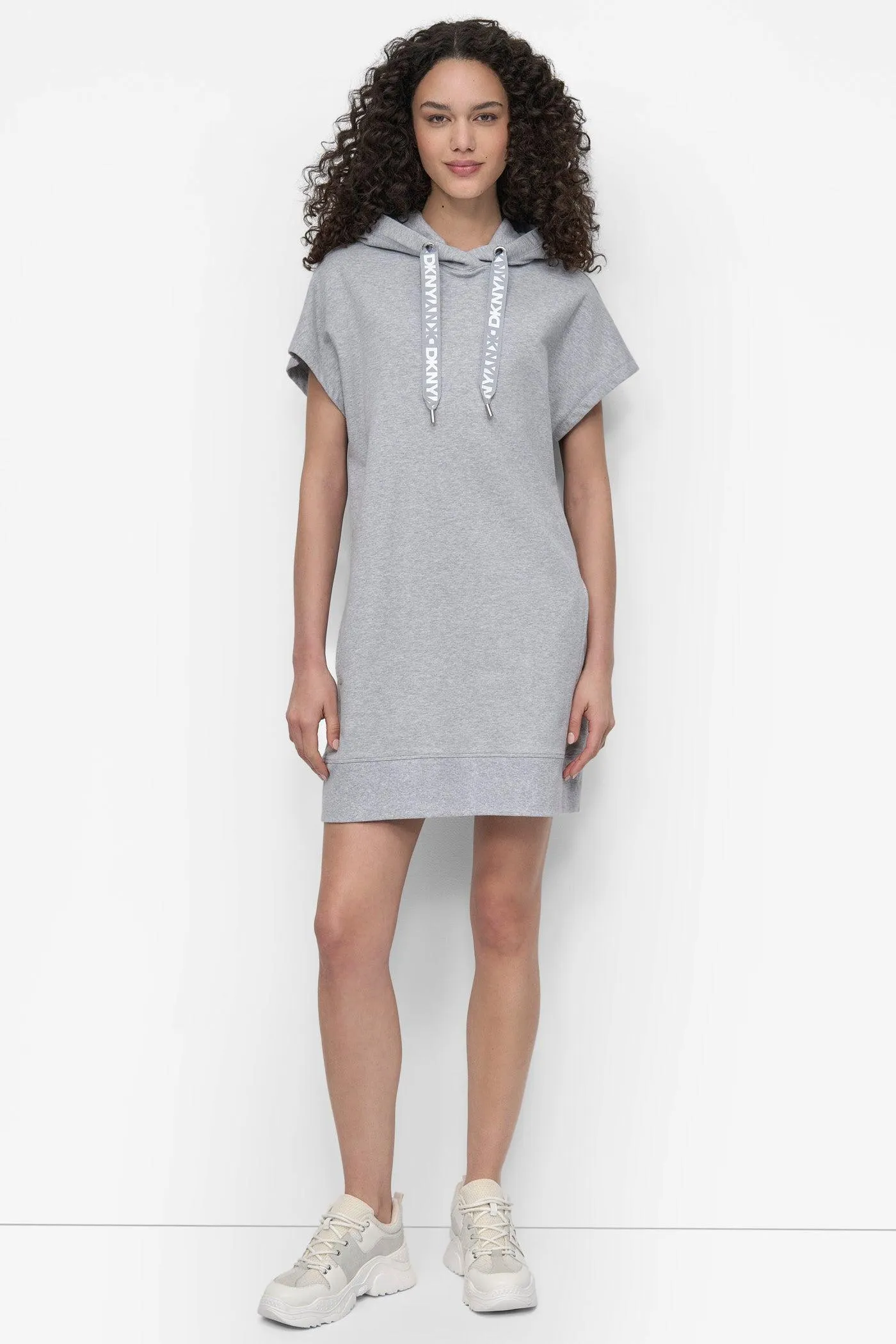 LOGO DRAWSTRING MINI HOODIE DRESS