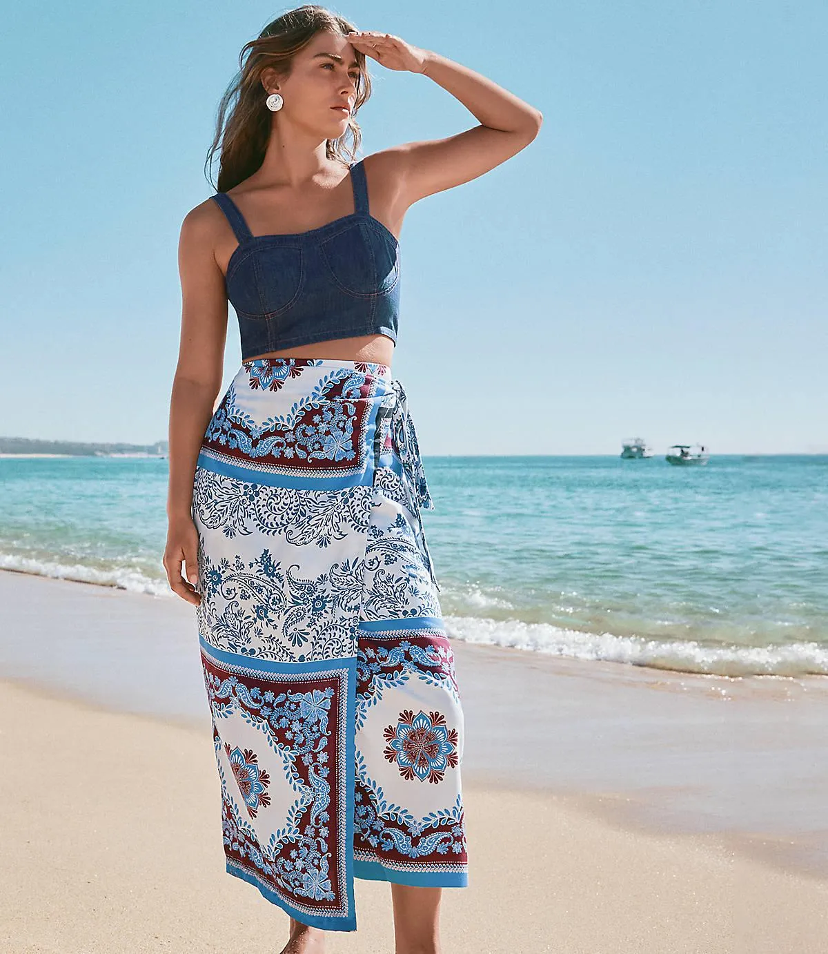 Tiled Wrap Midi Skirt