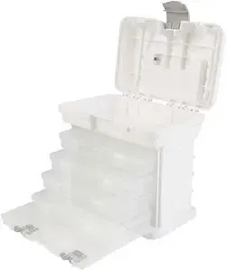 Portable Tool Box - Small Parts Organizer with Drawers and Customizable Compartments for Hardware, Fishing Tackle, Beads or Crafts by Stalwart (White)
