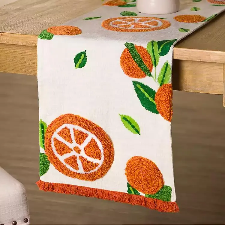 Orange Embroidered Table Runner