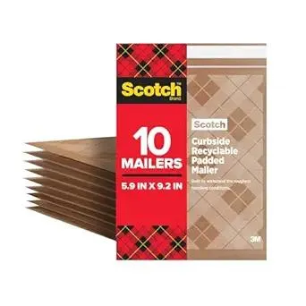 Scotch Curbside Recyclable Padded Mailers, 100 Pack, 5.9 x 9.2 in, Similar impact protection to traditional bubble mailers (CR-0-1)