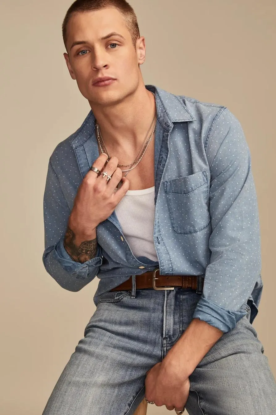 printed poplin long sleeve shirt