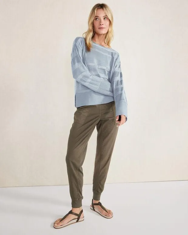 Organic Cotton Sheer Stripe Bateau Neck Sweater