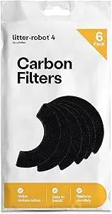 Litter-Robot 4 Carbon Filters by Whisker, 6 Pack, Custom Fit Carbon Filter Pads for Litter-Robot 4, Absorbs and Reduces Litter Box Odors for Cleaner Smelling Home