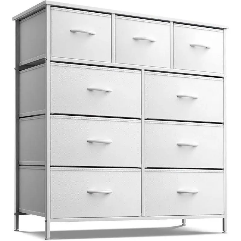 Sorbus Dresser with 9 Drawers - Furniture Storage Chest Tower Unit for Bedroom, Closet, etc - Steel Frame, Wood Top, Fabric Bins