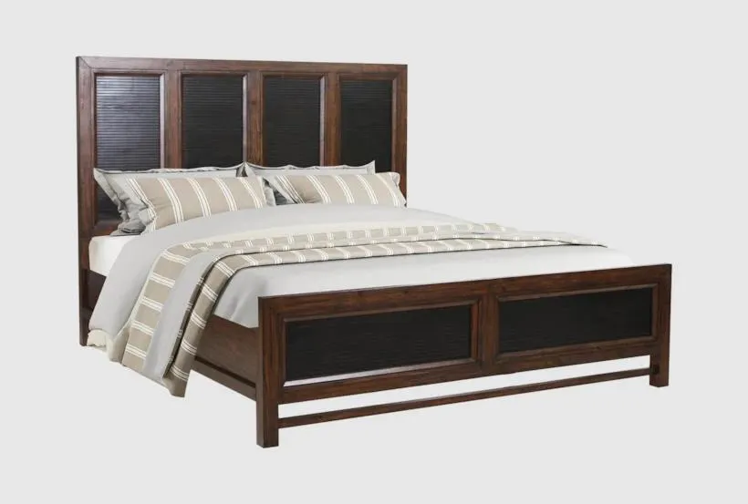 Brown Black Bryce Queen Wood Panel Bed | Adjustable Base Compatible