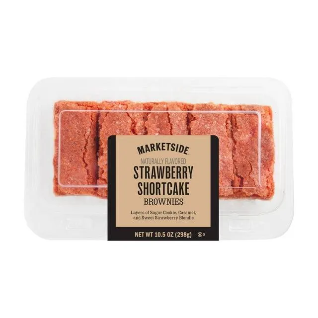 MKS Strawberry Shortcake Brownie, 5 ct, 10.5 Tray, Dense, Baked brownie with a Thin Crackle Top
