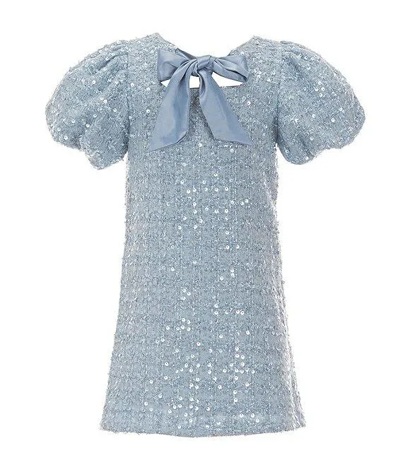 Social Little Girls 2-6X Tweed Bow Neck Dress