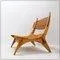 Vintage Scandinavian Style Lounge Chair in Wood and Leather