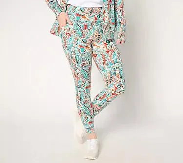 Belle Body by Kim Gravel Petite Water Paisley Ankle Athletic Jogger