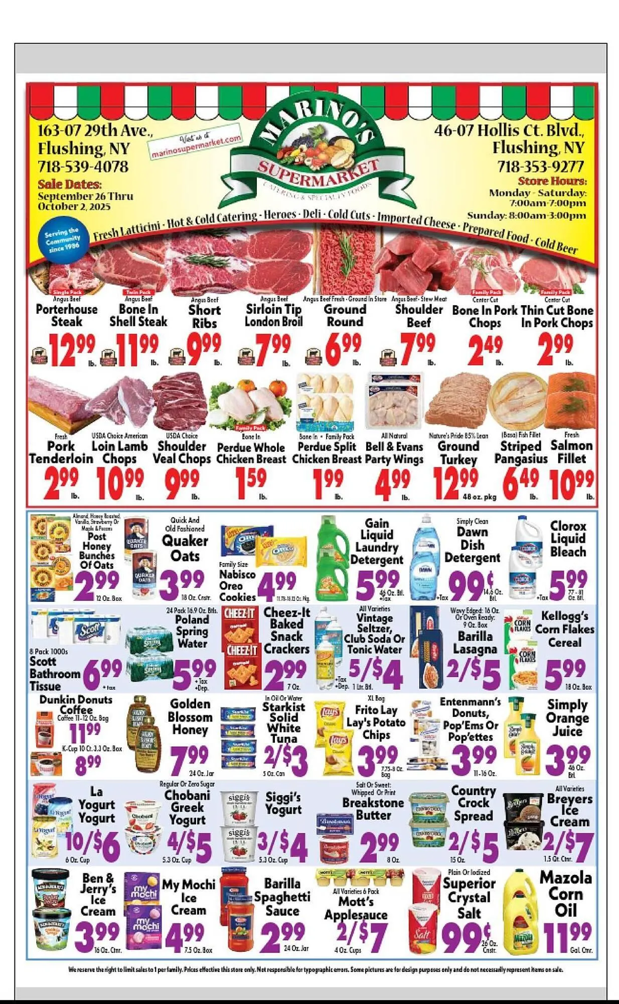 Weekly ad Marino's Supermarket weekly ad from September 26 to October 2 2025 - Page 1