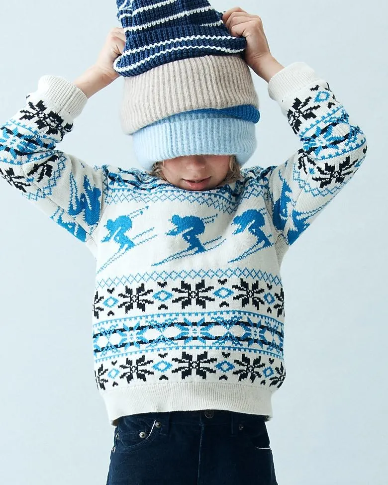 Kids' ski Fair Isle sweater in cotton