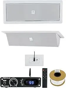 Rockville Bundle: Pair LUX Stealth D4 Motorized Dual 4" Ceiling/Wall Speakers Bundle with BLUDAC2B Hi-Res 192K Amplifier, CL16-100-2 CL2 Rated 100' 16AWG Speaker Wire (3 Items)