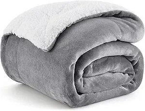 Bedsure GentleSoft Sherpa Fleece Throw Blanket for Couch - Thick and Warm Christmas Blanket for Winter, Soft Fuzzy Plush Throw Gifts for Women and Men, Grey, 50x60 Inches