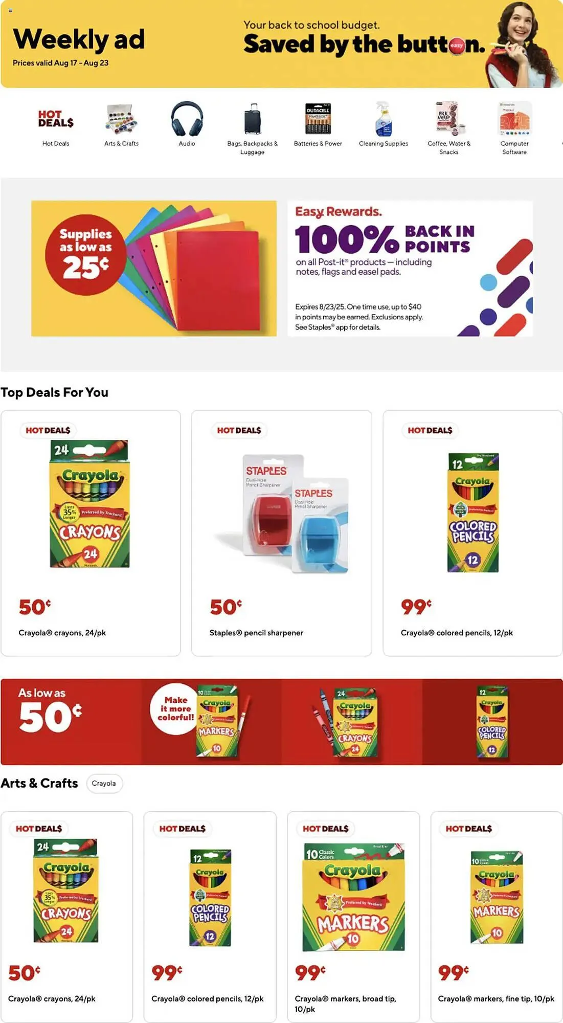 Weekly ad Staples Weekly Ad from August 18 to August 23 2025 - Page 1