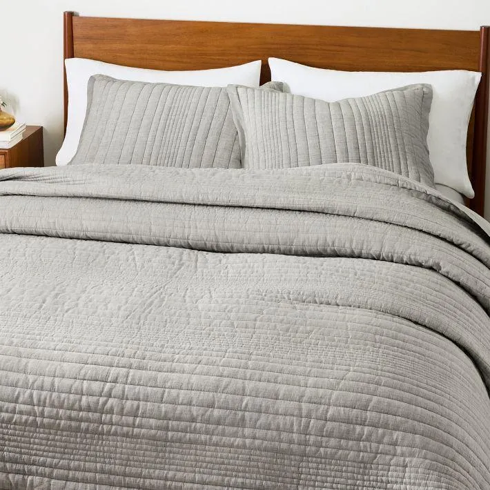 European Flax Linen Linework Quilt & Shams