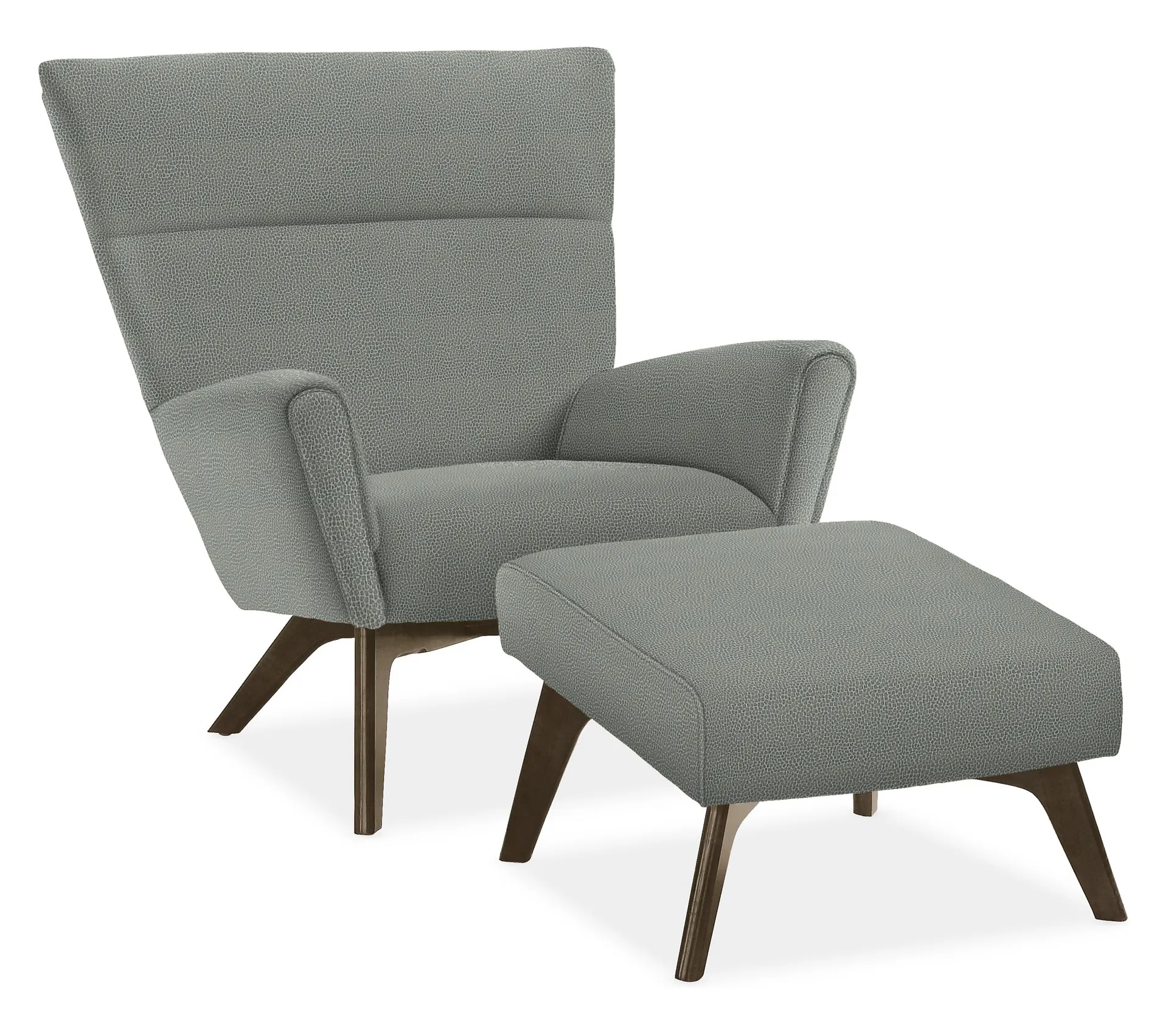 Boden Chair & 22w 22d 17h Ottoman in Faron Cadet w/Charcoal Legs