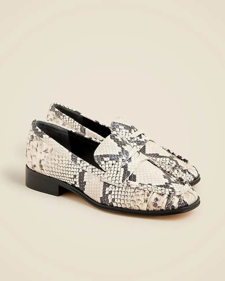 Maison ruched loafers in snake-embossed Italian leather