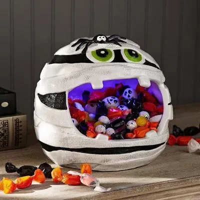 Member's Mark Pre-Lit Ceramic Mummy Halloween Candy Bowl