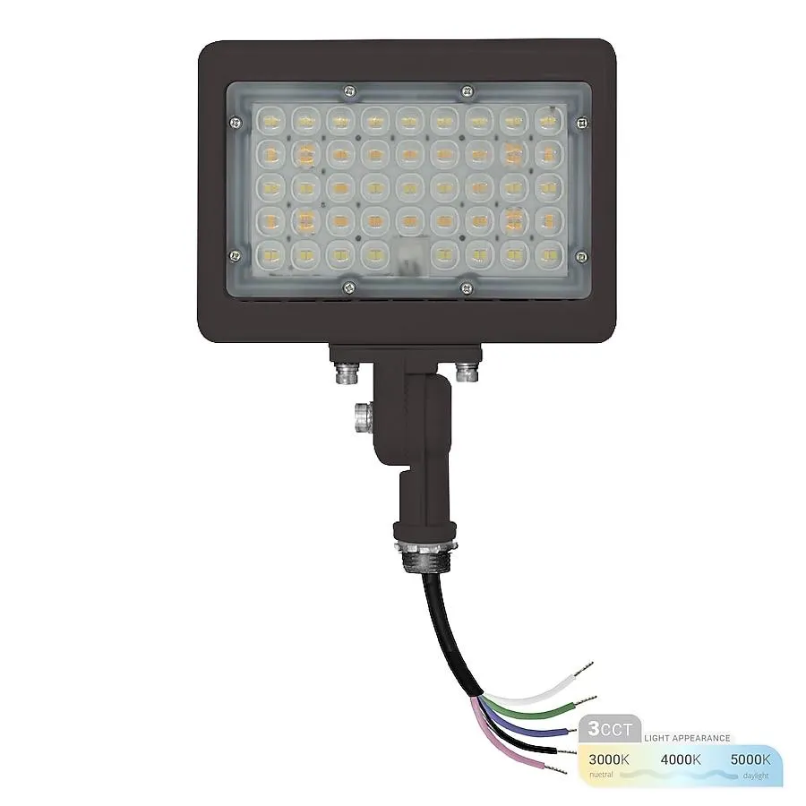 NUWATT Adjustable Knuckle Mount Security LED Fixture 4200 -Lumens 30 -Watt Bronze MVOLT Switchable White Hardwired LED Flood light