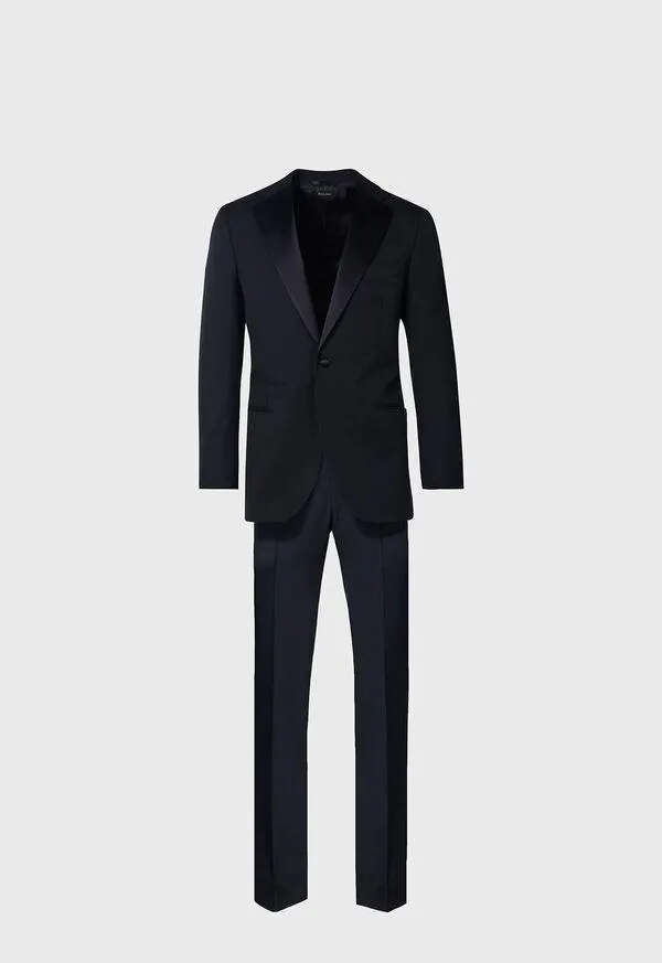 Wool Tuxedo with Satin Notch Lapel