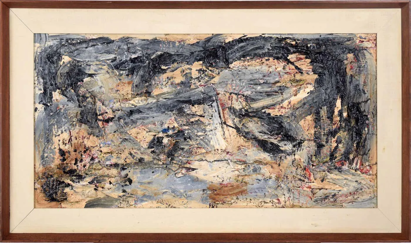 Peter Witwer Grey and Tan Abstract Expressionist Texture Mid-Century Abstract by Peter Witwer circa 1963