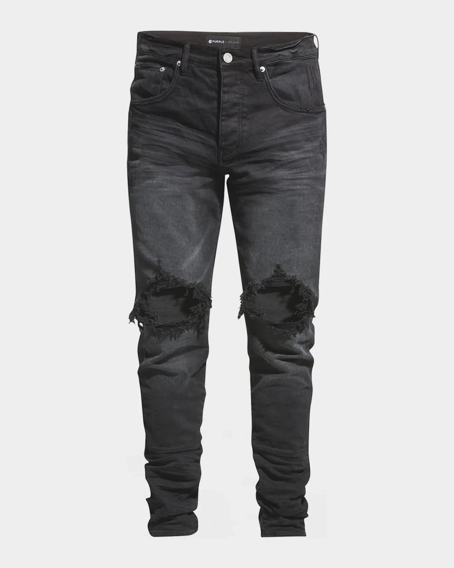 Men's P002 Black Wash Blowout Slim Jeans