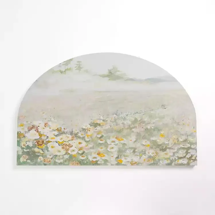 Spring Daisy Field Arched Canvas Art Print
