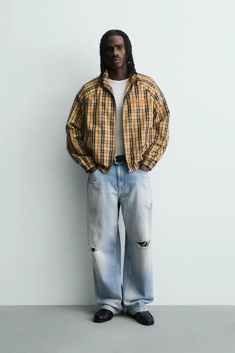 BOXY FIT PLAID TECHNICAL JACKET