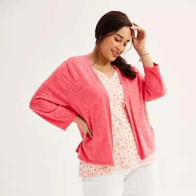 Plus Size Croft & Barrow® Open Front Cardigan
