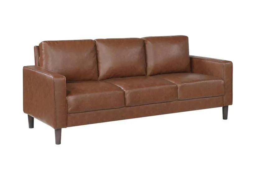 Mendon Chocolate 77" Faux Leather Sofa