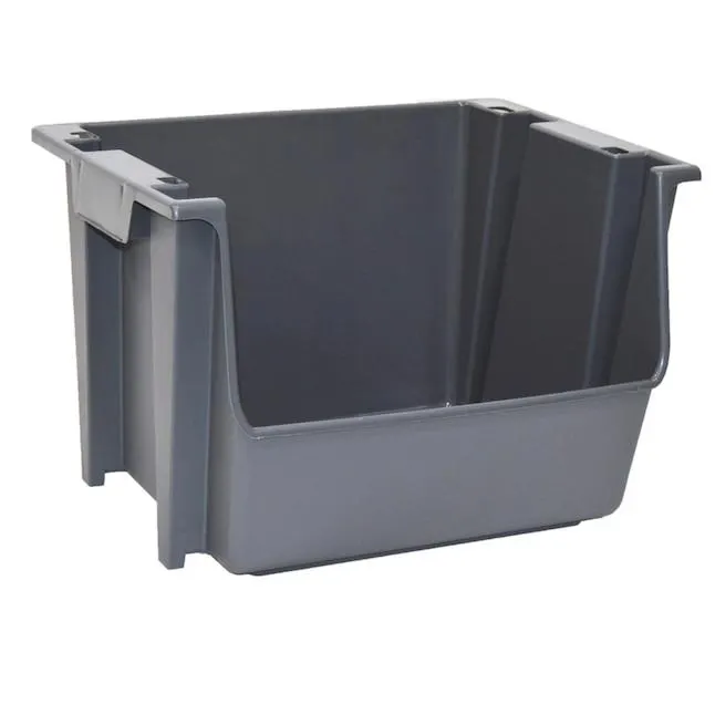 Project Source ( 16-in W x 12-in H x 19-in D ) Gray Plastic Stackable Bin