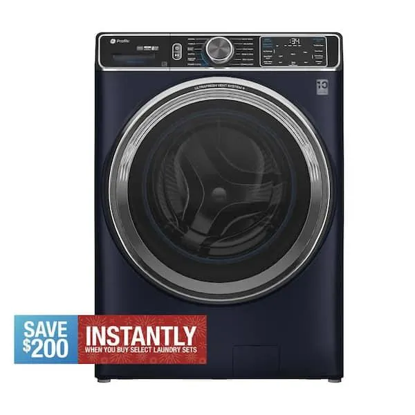 Profile 5.3 cu. ft. Smart Front Load Washer in Sapphire Blue w/OdorBlock UltraFresh Vent System, Microban, Tier 2 EStar